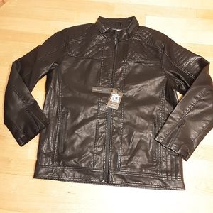 Bleu Grandeur Men's Faux Leather Black Jacket  Size XL Faux Leather Motorcycle
